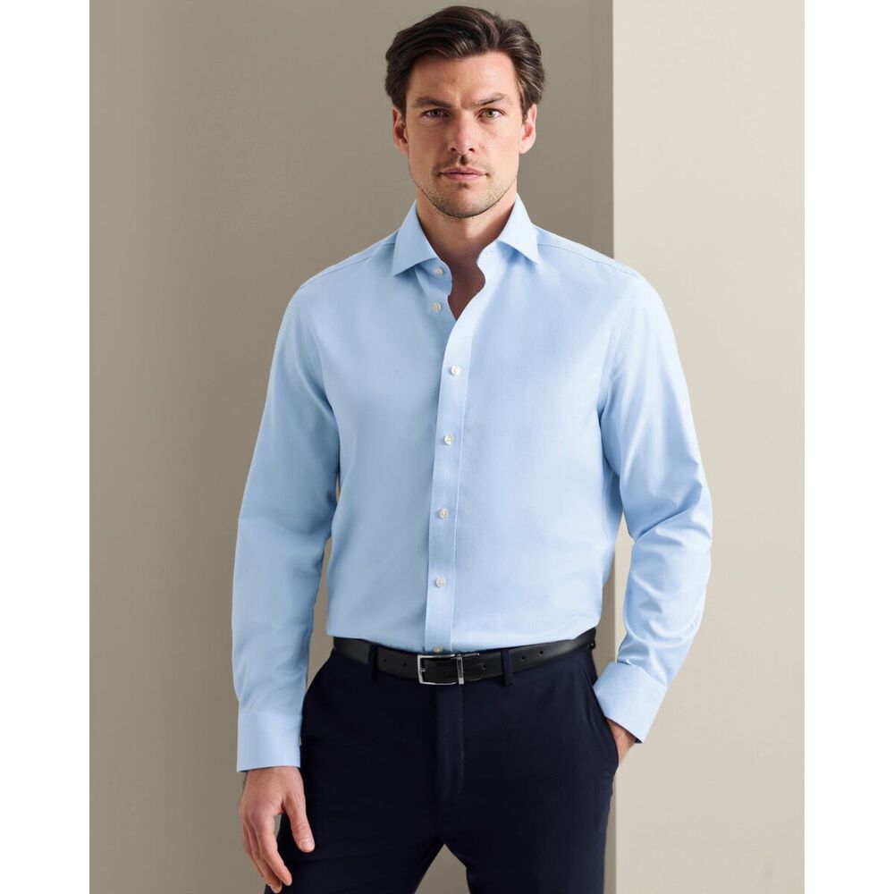NWT Charles Tyrwhitt Sky Blue Non-iron twill cutaway slim fit Shirt 16.5/33in